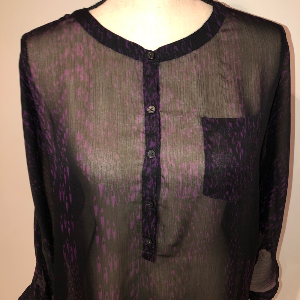 Express Sheer Button Down Top - Picture 2 of 6